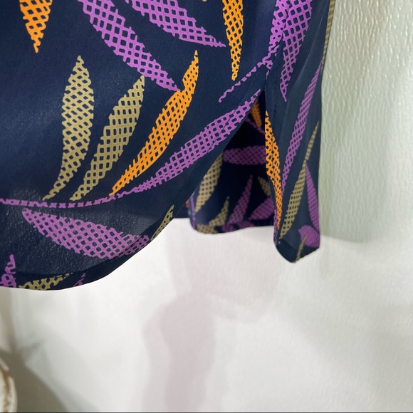 SCHRADER Vintage Purple Leaf Print Button Front Top Size 6 - Picture 8 of 10